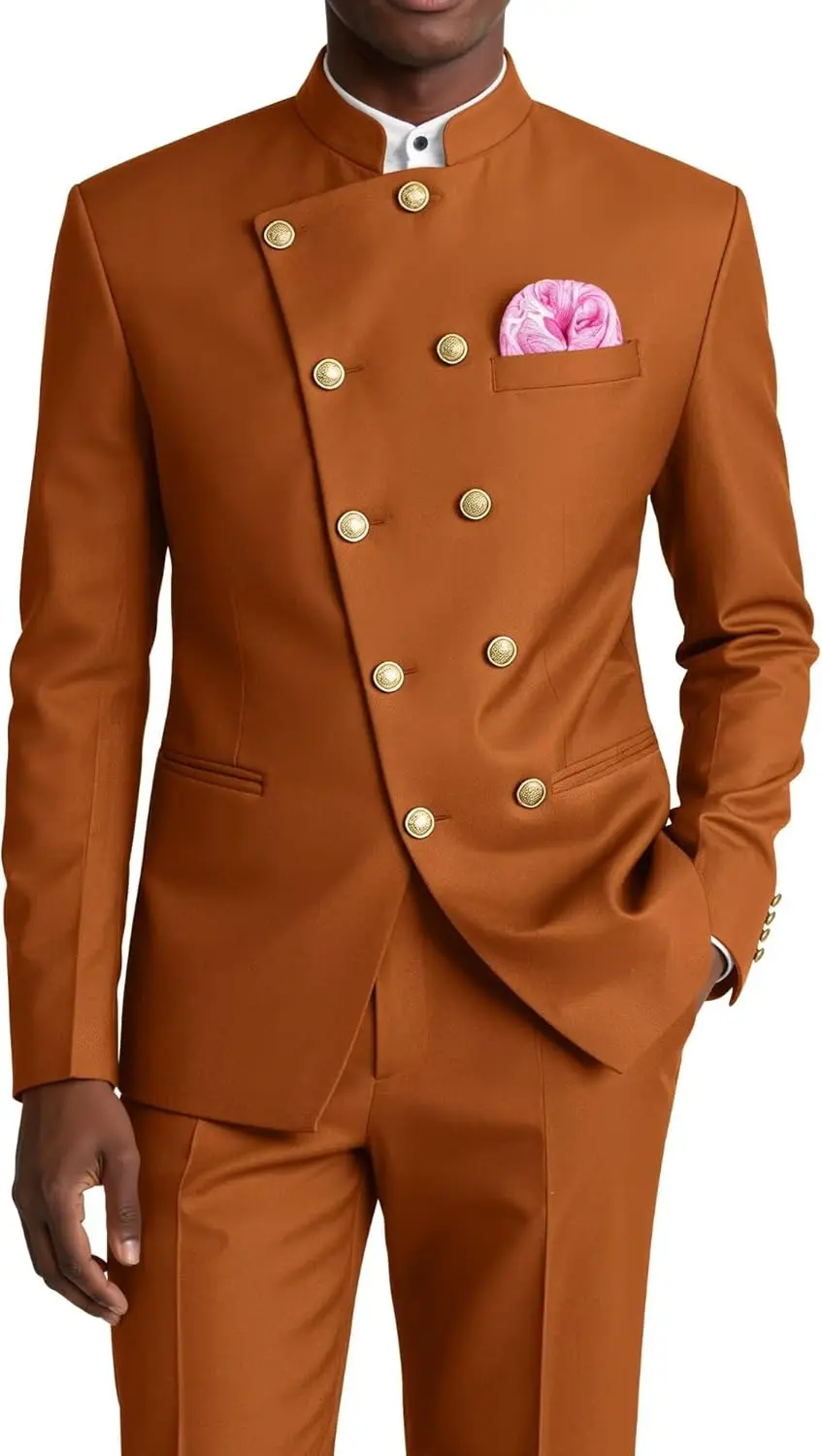 Chinese Suits for Men Slim Fit 2 Piece Suit Double Breasted Mandarin Collar Suit Jacket Pant Set
Chinese Suits for Men Slim Fit 2 Piece Suit Double Breasted Mandarin Collar Suit Jacket Pant Set