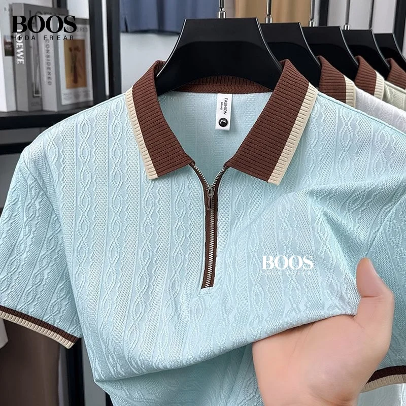 New men's high-quality knitted short sleeved polo shirt, summer Korean version, fashionable and casual, silky and breathable top
New men's high-quality knitted short sleeved polo shirt, summer Korean version, fashionable and casual, silky and breathable top