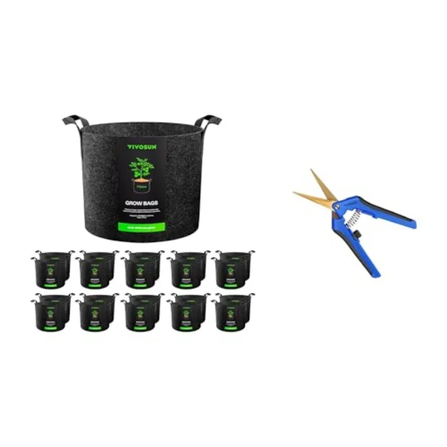 VIVOSUN 20-Pack 3 Gallon Grow Bags and Curved Gardening Scissors 6.5 Inch Hand Pruner Shear with Titanium Coated Blades 1-Pack
VIVOSUN 20-Pack 3 Gallon Grow Bags and Curved Gardening Scissors 6.5 Inch Hand Pruner Shear with Titanium Coated Blades 1-Pack