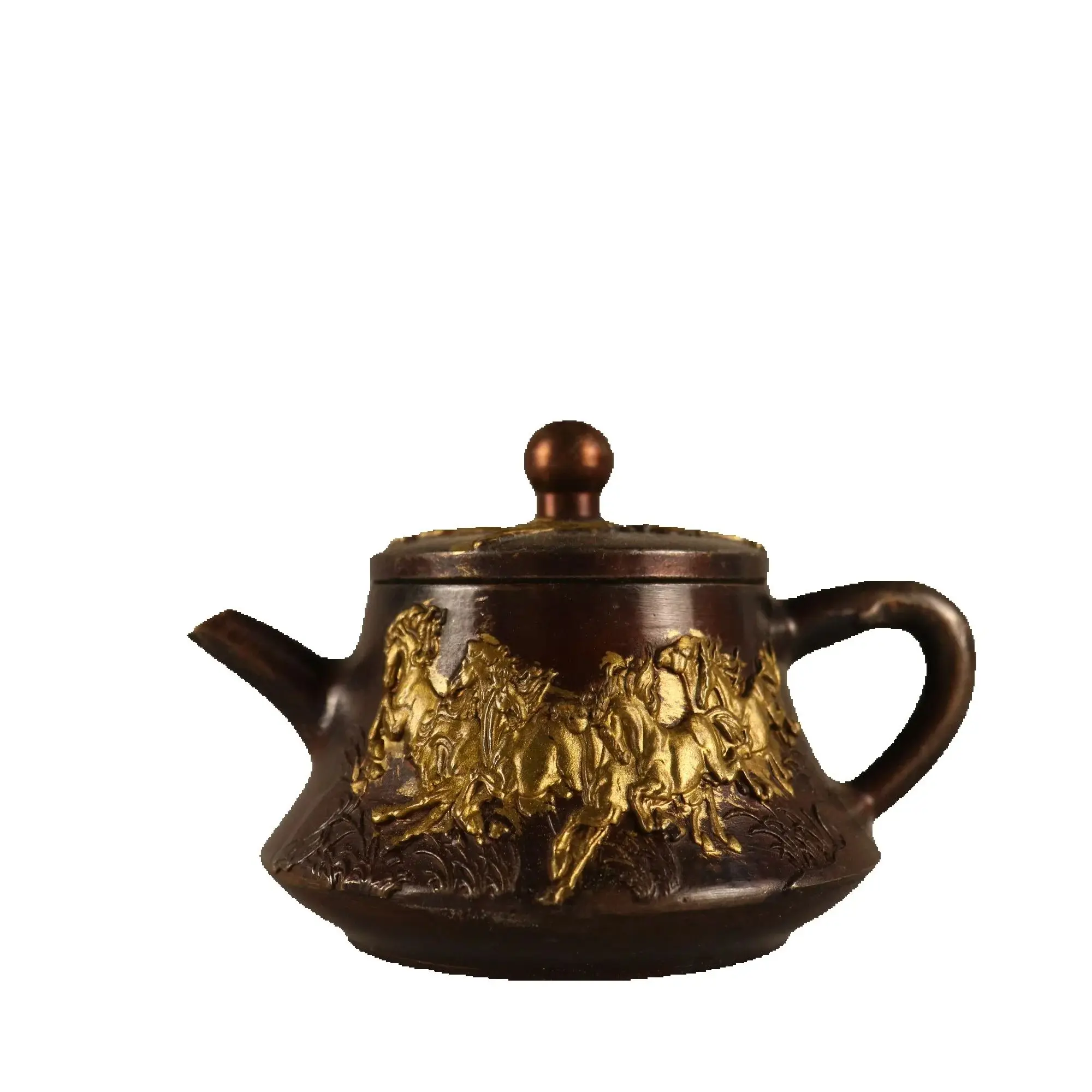 4"Tibetan Temple Collection Old Brass Gilded Eight Steed Horse Pattern Kettle Teapot Amass wealth Ornaments Town house
4"Tibetan Temple Collection Old Brass Gilded Eight Steed Horse Pattern Kettle Teapot Amass wealth Ornaments Town house