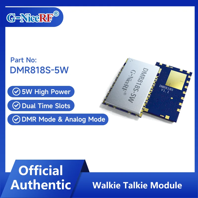 NiceRF | 2PCS DMR818S-5W Digital Walkie Talkie Module 7KM Long Range With 0.5ppm TCXO Crystal Dual Time Slots
NiceRF | 2PCS DMR818S-5W Digital Walkie Talkie Module 7KM Long Range With 0.5ppm TCXO Crystal Dual Time Slots