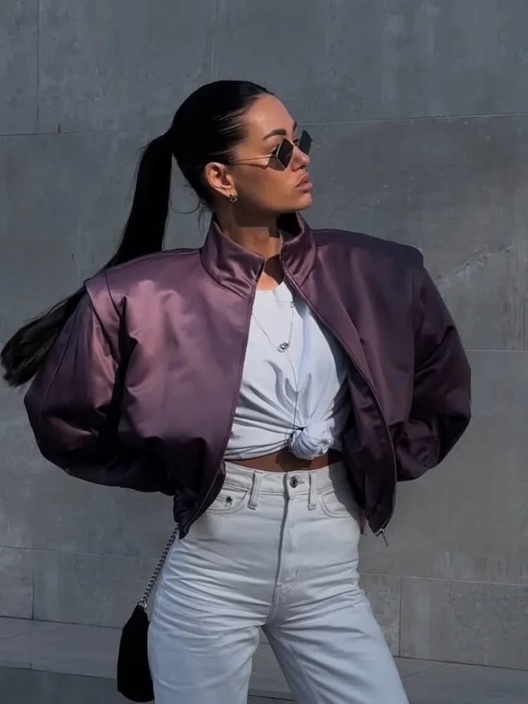 Fashion Solid Purple Chic Quilted Jacket Women Full Sleeve Stand Collar Oversize Short Jackets 2026 New Lady Casual Daily Coats
Fashion Solid Purple Chic Quilted Jacket Women Full Sleeve Stand Collar Oversize Short Jackets 2026 New Lady Casual Daily Coats