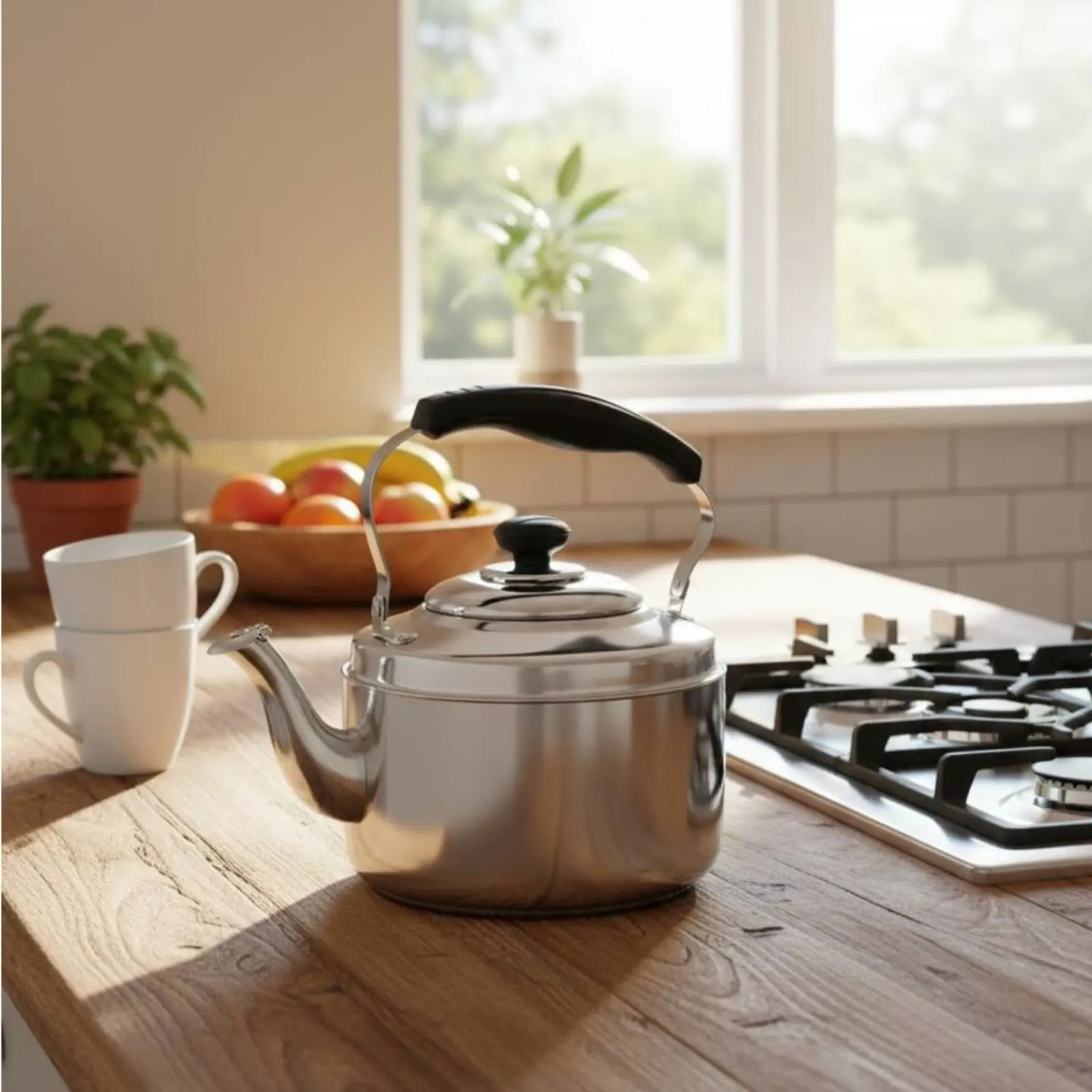 Large Capacity Stovetop Kettle Particle-Resistant Spout Cover Whistling Tea Kettle for Kitchen
Large Capacity Stovetop Kettle Particle-Resistant Spout Cover Whistling Tea Kettle for Kitchen