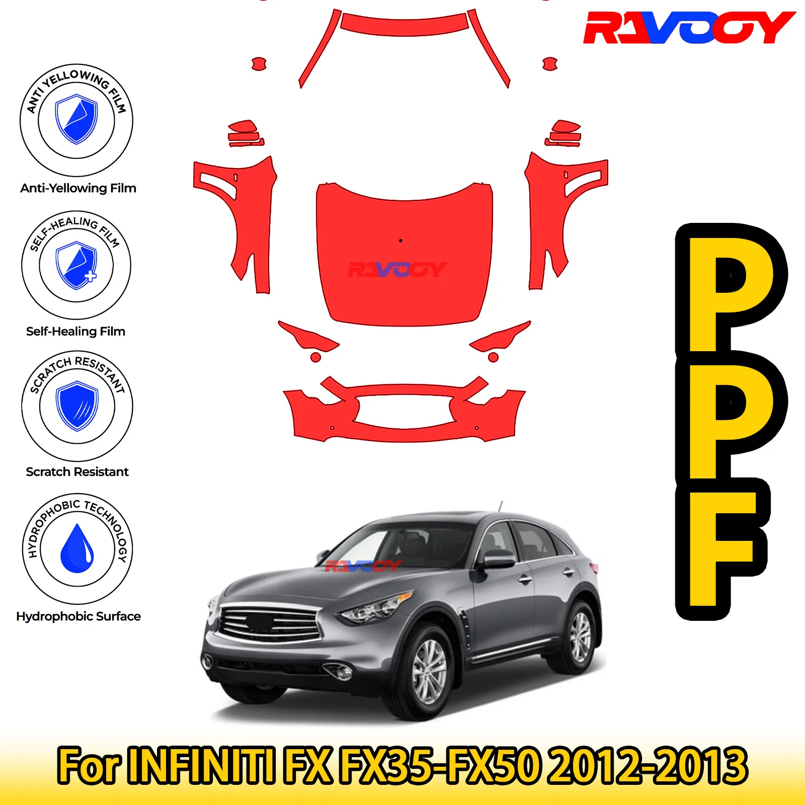 For INFINITI FX FX35-FX50 2012-2013 Glossy Matte Black Precut front PPF Kit Paint Protection Film
For INFINITI FX FX35-FX50 2012-2013 Glossy Matte Black Precut front PPF Kit Paint Protection Film