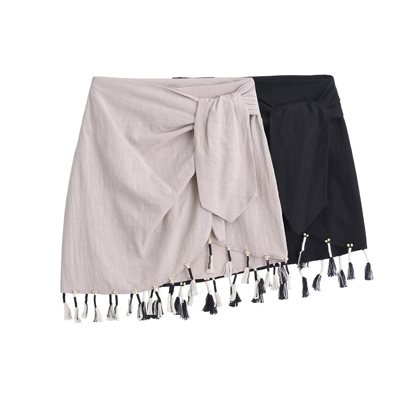 TRAFZA 2024 Woman's Chic Asymmetrical Mini Skirts Solid High Waist Bow Tassel Decoration Summer Short Skirts Woman Trendy TRAF
TRAFZA 2024 Woman's Chic Asymmetrical Mini Skirts Solid High Waist Bow Tassel Decoration Summer Short Skirts Woman Trendy TRAF