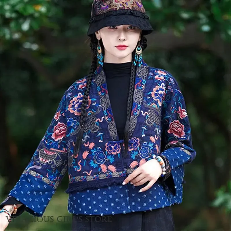 Women Jacket Kimono Cardigan Heavy Embroidery Buckle Hanfu Eastical Clothes Traditional Chinese Tang Costume Casual Outwear Coat
Women Jacket Kimono Cardigan Heavy Embroidery Buckle Hanfu Eastical Clothes Traditional Chinese Tang Costume Casual Outwear Coat