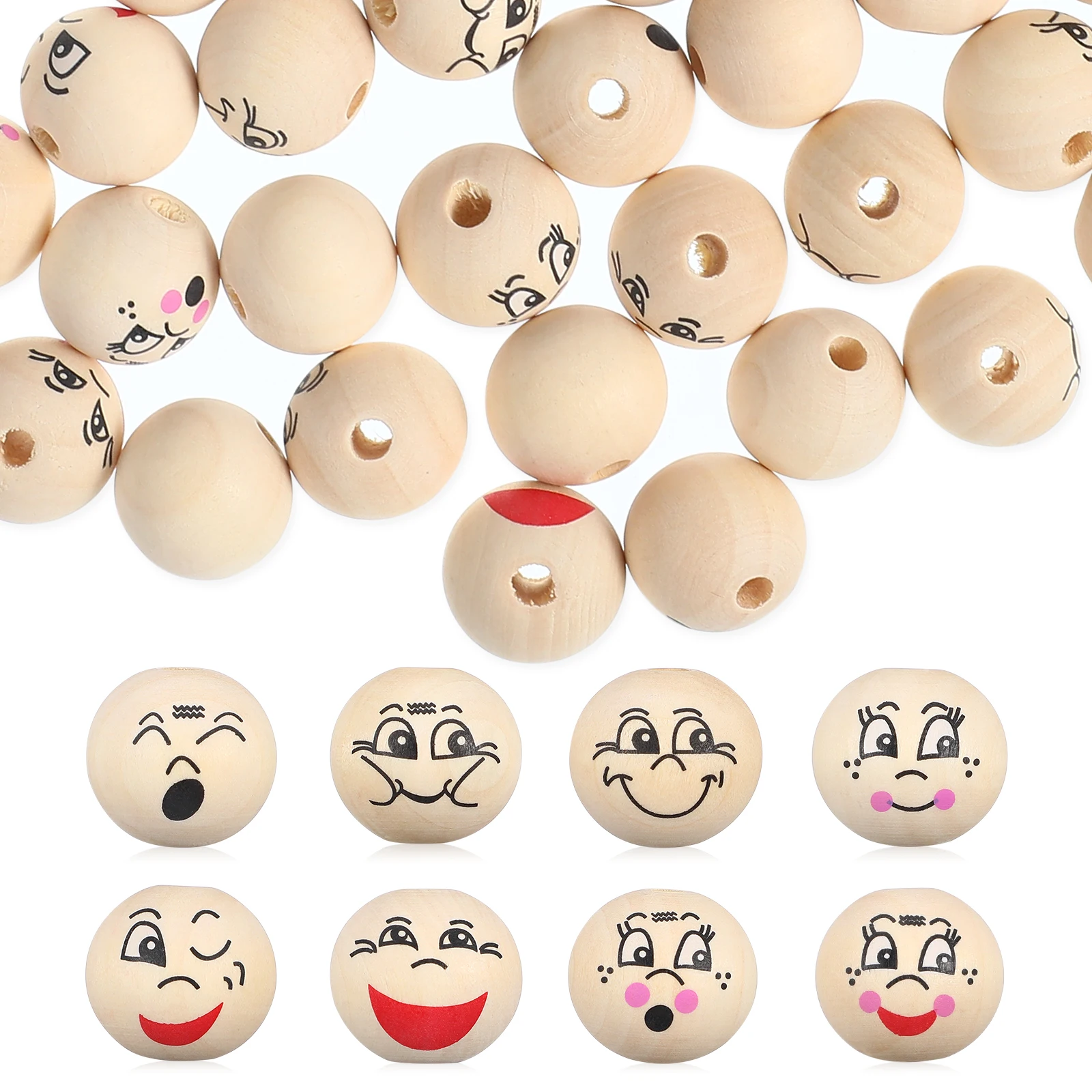 80 Pcs Smile Face Wooden Beads 20mm Craft Garland Diy Decor With Large Holes For Bracelets Jewelry Projects
80 Pcs Smile Face Wooden Beads 20mm Craft Garland Diy Decor With Large Holes For Bracelets Jewelry Projects