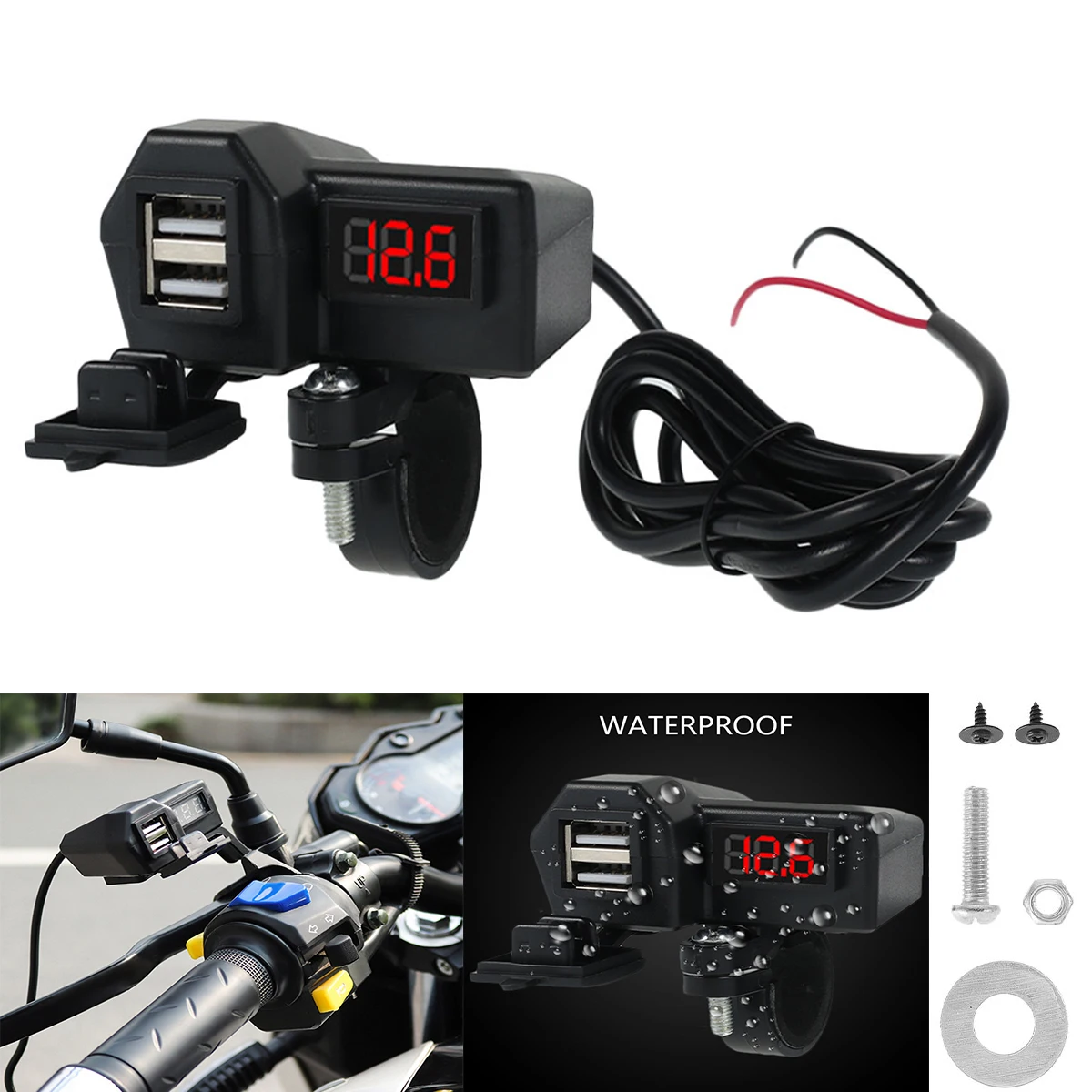 Waterproof Motorcycle Vehicle-Mounted Charger USB Adapter Dual USB Port 12v Motorcycle Accessories Universal Handlebar Socket
Waterproof Motorcycle Vehicle-Mounted Charger USB Adapter Dual USB Port 12v Motorcycle Accessories Universal Handlebar Socket