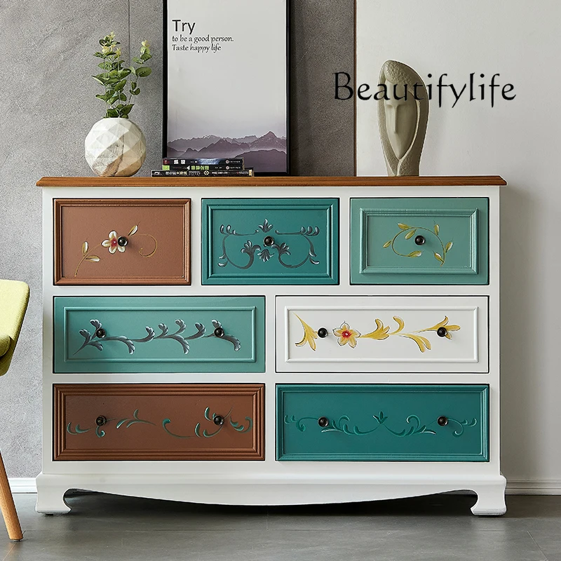 American Country Hand-Painted Seven-Drawer Cabinet Multi-Functional Retro Storage TV Cabinet Living Room
American Country Hand-Painted Seven-Drawer Cabinet Multi-Functional Retro Storage TV Cabinet Living Room