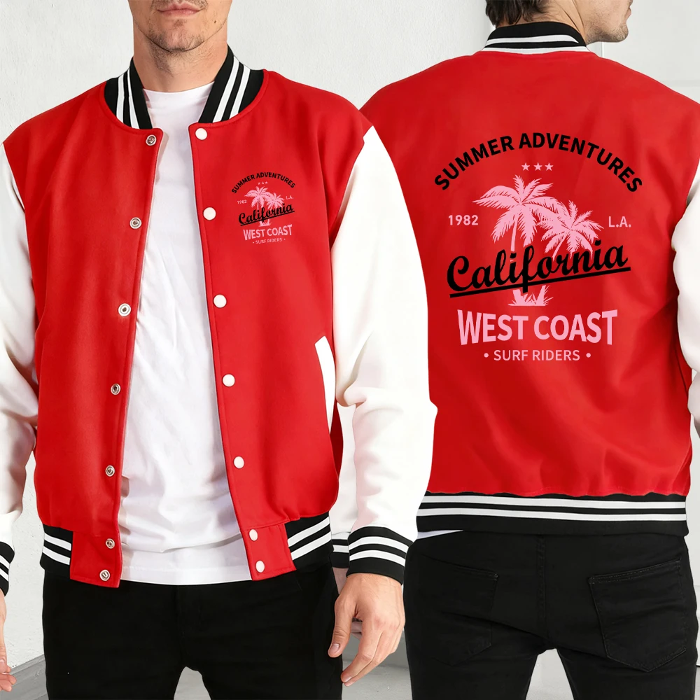 Летние приключения Калифорния, Западное побережье, мужские куртки с принтом, спортивная мягкая одежда, винтажная свободная бейсбольная майка, базовое пальто на пуговицах
Летние приключения Калифорния, Западное побережье, мужские куртки с принтом, спортивная мягкая одежда, винтажная свободная бейсбольная майка, базовое пальто на пуговицах