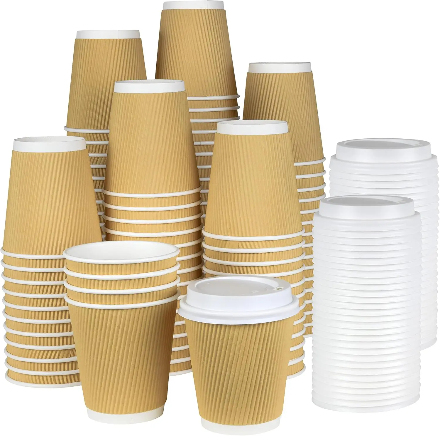 100 8 oz Ripple Kraft Paper Cups Brown Hot Cold with Lids 3 Layer Rippled Small Insulated Disposable Coffee Cups for Cap
100 8 oz Ripple Kraft Paper Cups Brown Hot Cold with Lids 3 Layer Rippled Small Insulated Disposable Coffee Cups for Cap