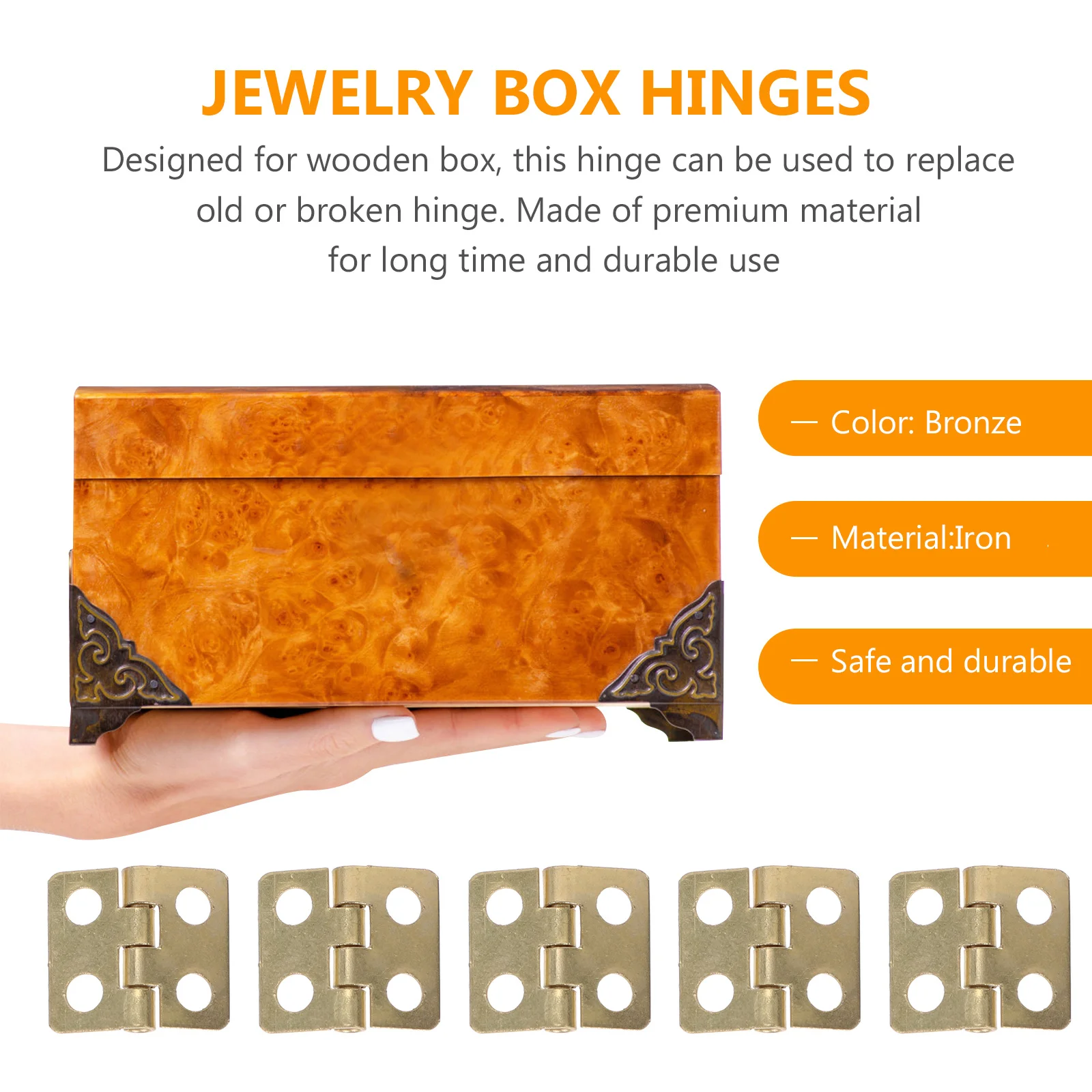 50Pcs Jewelry Box Hinges Small Mini Iron Hinge Replacement for Wooden Box DIY Handmade Chest Furniture Hardware
50Pcs Jewelry Box Hinges Small Mini Iron Hinge Replacement for Wooden Box DIY Handmade Chest Furniture Hardware