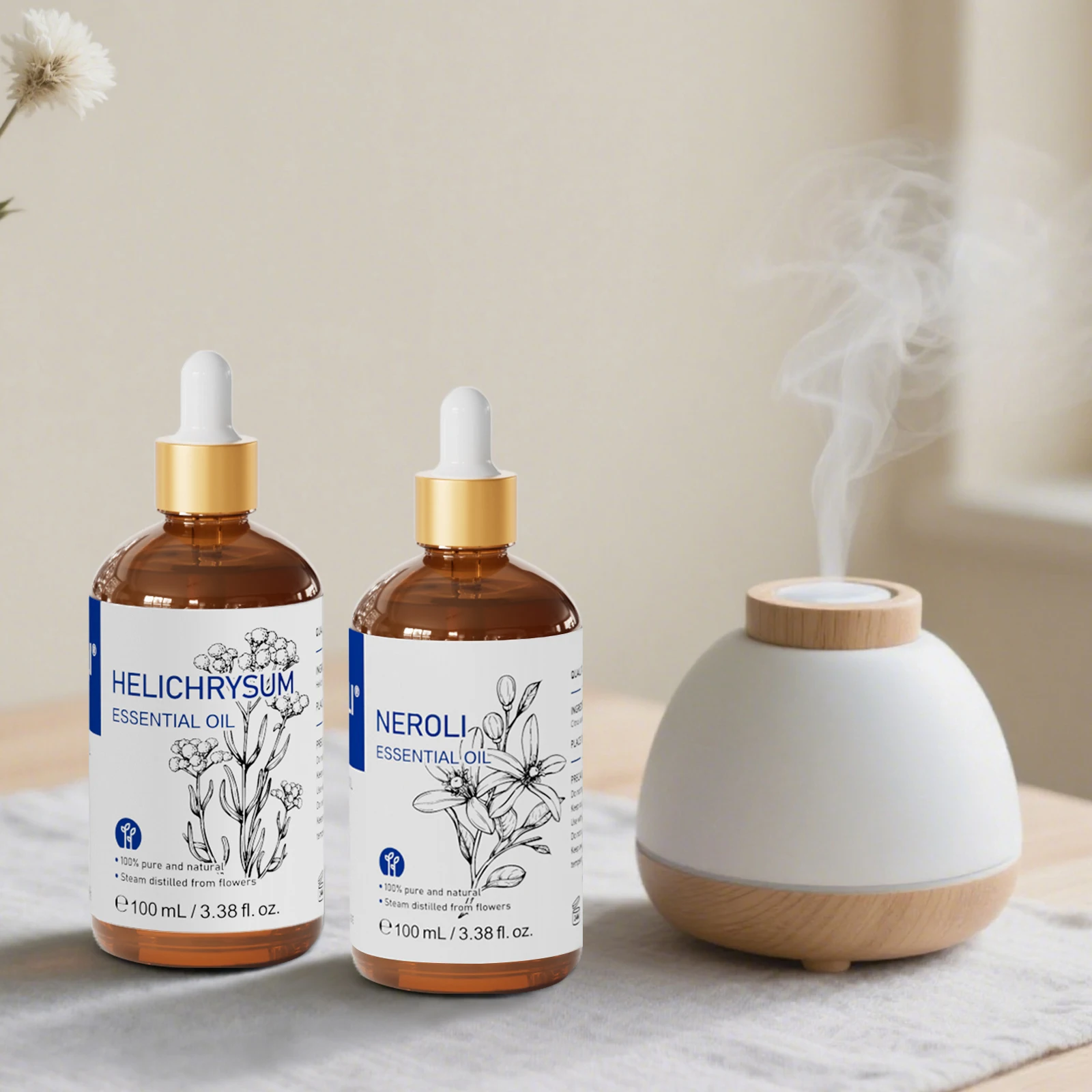 HIQILI Natural Essential Oil 100ML Neroli Helichrysum Lemon Nutmeg Aromatherapy Diffuser Oil for Yoga Spa Massage Body Skin Care
HIQILI Natural Essential Oil 100ML Neroli Helichrysum Lemon Nutmeg Aromatherapy Diffuser Oil for Yoga Spa Massage Body Skin Care