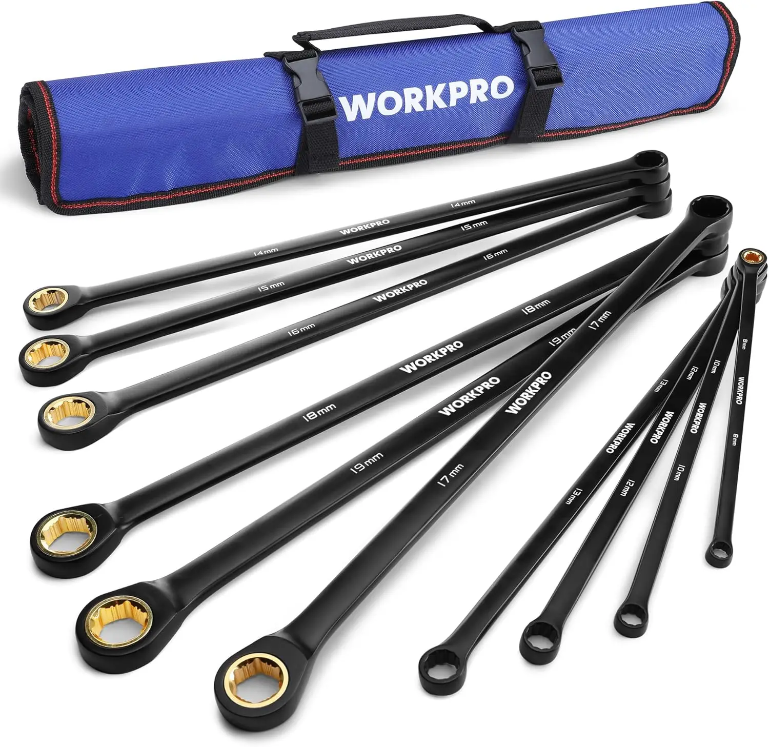 Extra Long Ratcheting Wrench Set, 10-Piece Metric 8-19mm, 72-Tooth Cr-V Steel with Rolling Pouch
Extra Long Ratcheting Wrench Set, 10-Piece Metric 8-19mm, 72-Tooth Cr-V Steel with Rolling Pouch