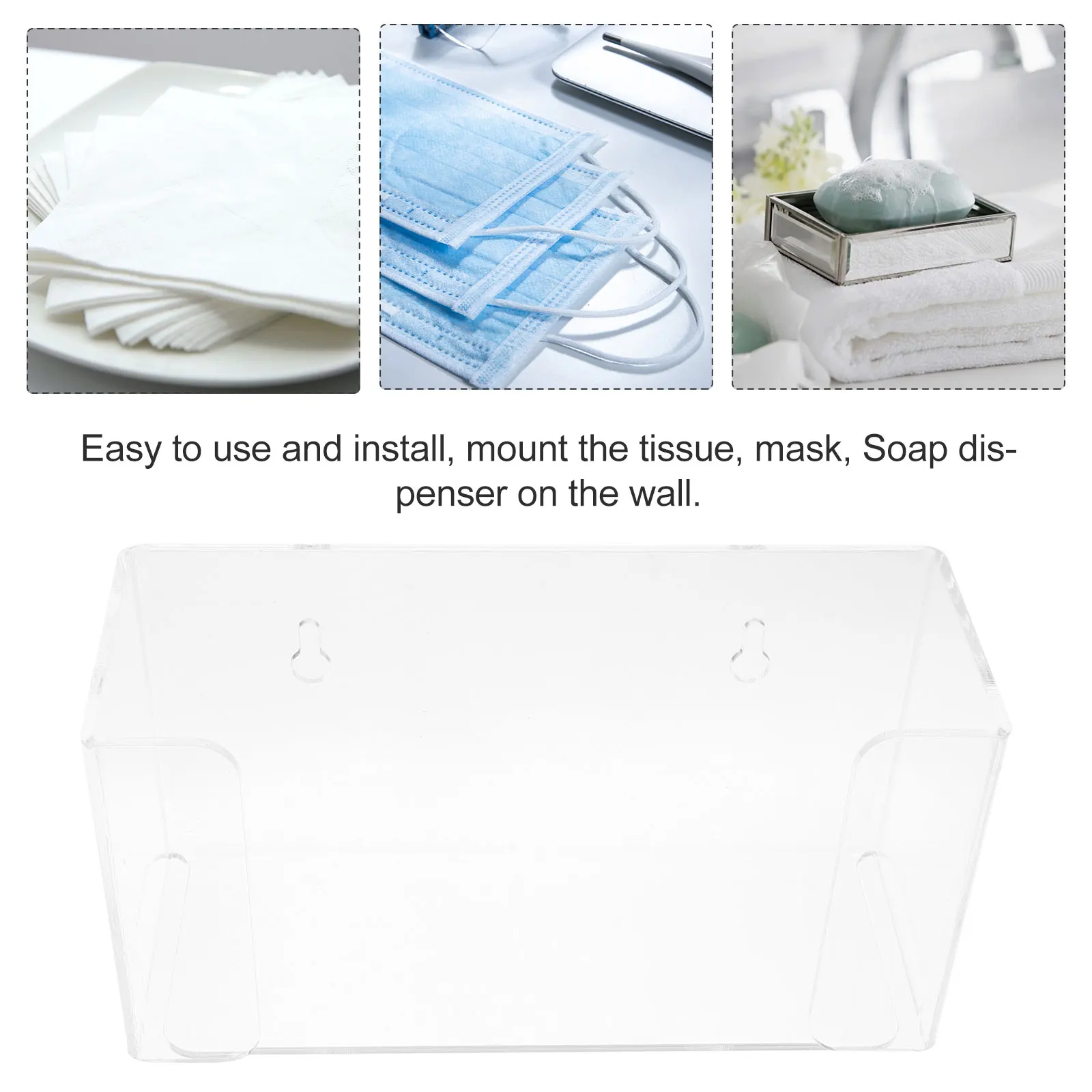 Tissue Mask Holder Napkin Gloves Holder Gloves Storage Container No Punching Napkin Box Wall-mounted Tissue Box
Tissue Mask Holder Napkin Gloves Holder Gloves Storage Container No Punching Napkin Box Wall-mounted Tissue Box