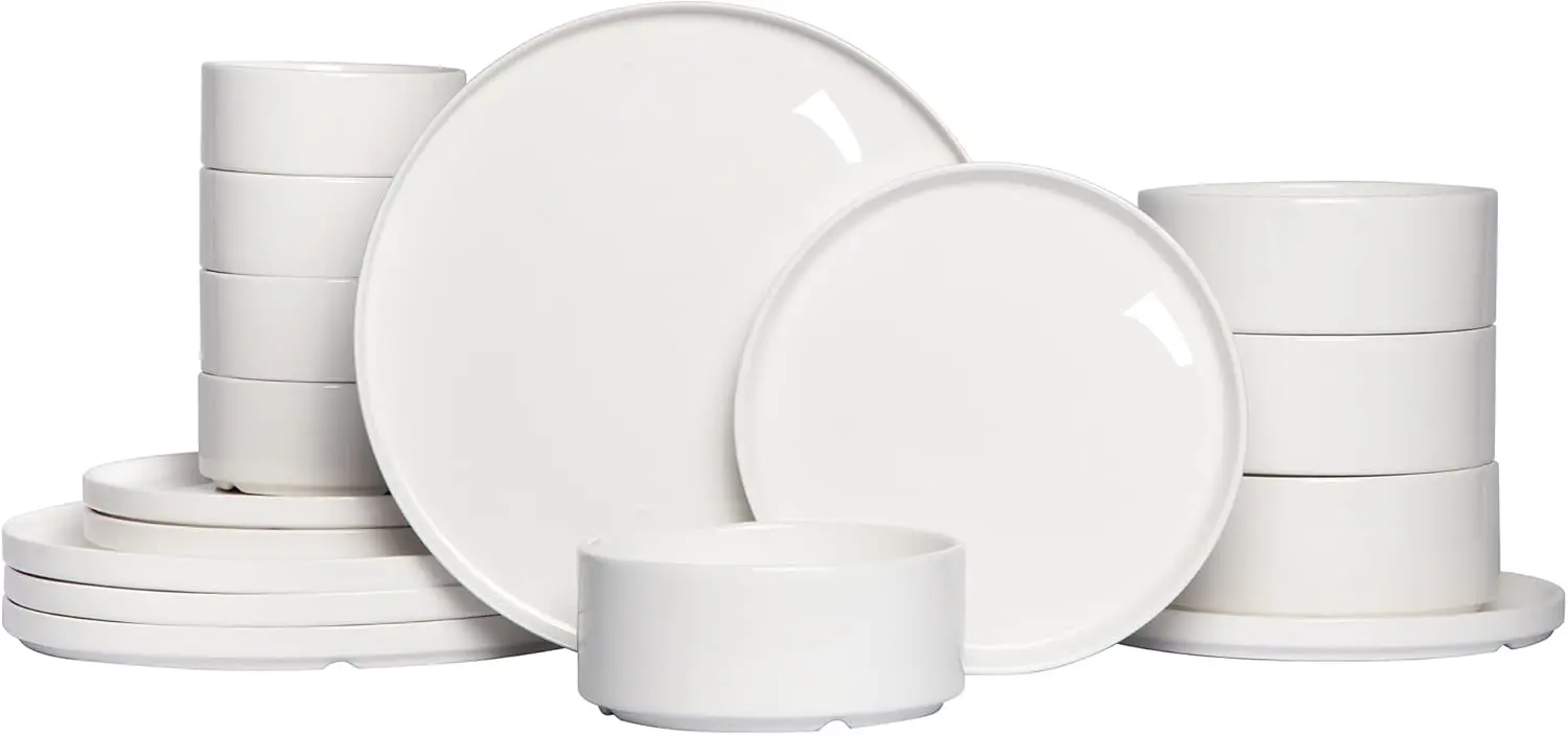 16 Piece Porcelain Dinnerware Set, Premium Plates and Bowls Sets,Modern White Dish Set for 4(PWT1605)
16 Piece Porcelain Dinnerware Set, Premium Plates and Bowls Sets,Modern White Dish Set for 4(PWT1605)