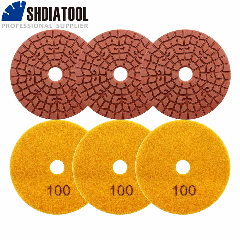 SHDIATOOL Diamond Polishing Pad 6pcs #100 4" Auspicious Cloud Type Metal Wet Grinding Disc Granite Marble Quartz Stone
SHDIATOOL Diamond Polishing Pad 6pcs #100 4" Auspicious Cloud Type Metal Wet Grinding Disc Granite Marble Quartz Stone