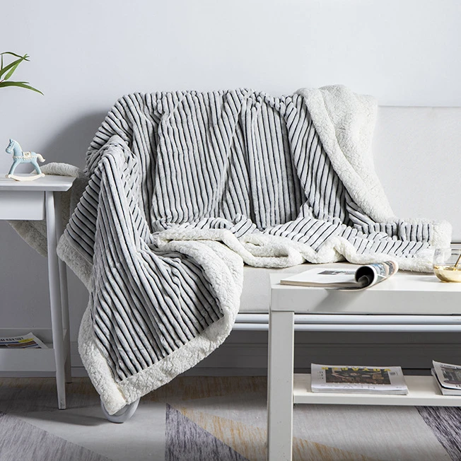 Striped Double Layer Lamb Plush Blanket Bedspread on The Bed Sofa Cover Coraline Knitted Throw Soft Comfortable Decorate Gift
Striped Double Layer Lamb Plush Blanket Bedspread on The Bed Sofa Cover Coraline Knitted Throw Soft Comfortable Decorate Gift