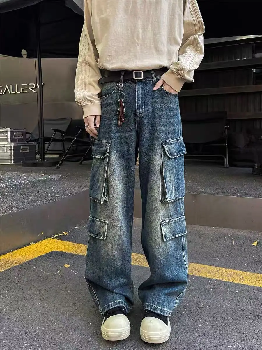 Washed Workwear Style Straight Leg Casual Jeans Multiple Pockets Men Women High Street Vibe Wide Leg Pants Autumn Leisure
Washed Workwear Style Straight Leg Casual Jeans Multiple Pockets Men Women High Street Vibe Wide Leg Pants Autumn Leisure