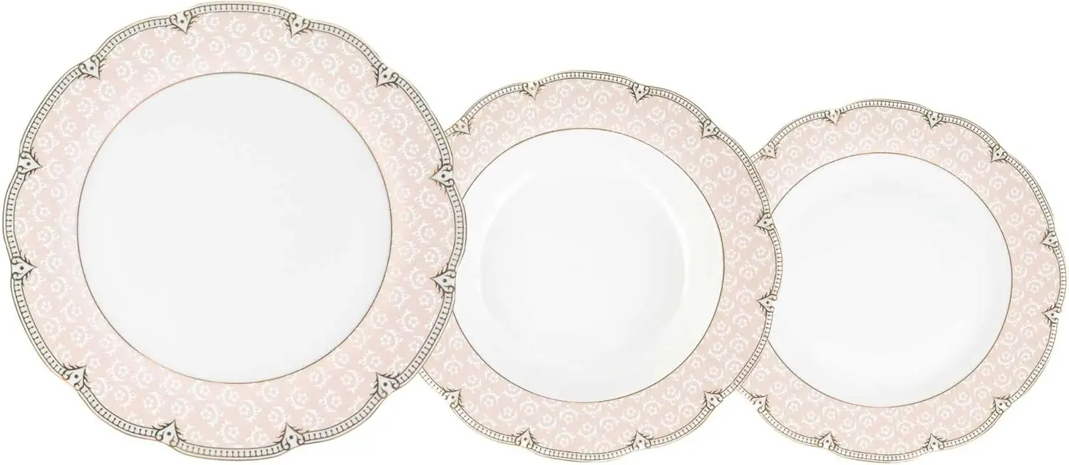 Porcelain Dinnerware Set for 4-12 Piece Luxurious Dish Set - White with Pink Design - Kitchen Set for Everyday Dishes or Formal
Porcelain Dinnerware Set for 4-12 Piece Luxurious Dish Set - White with Pink Design - Kitchen Set for Everyday Dishes or Formal