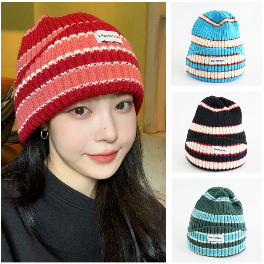 Loose Unisex Striped Knitted Hat for Women Autumn Winter Outdoor Warm Knit Beanie Hat Ear Protection Color Matching Wool Hat
Loose Unisex Striped Knitted Hat for Women Autumn Winter Outdoor Warm Knit Beanie Hat Ear Protection Color Matching Wool Hat