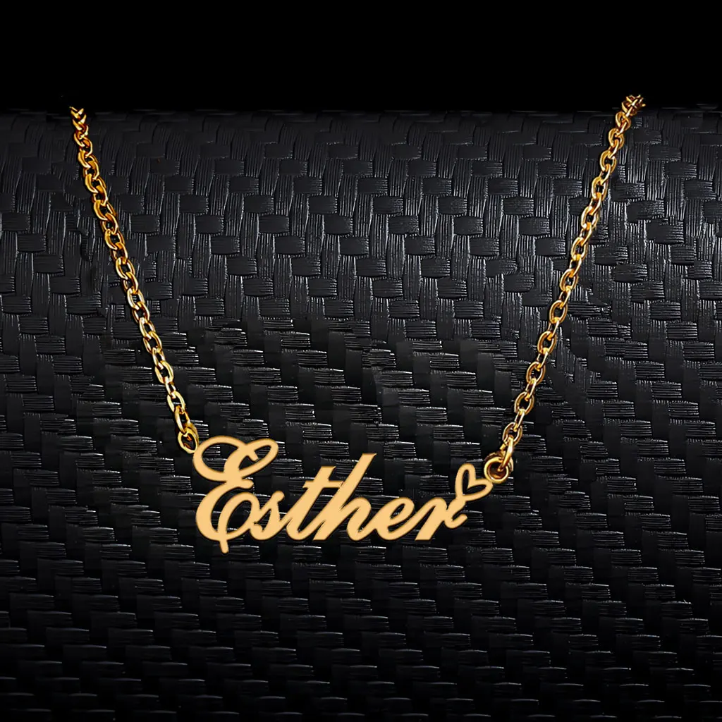 AOLOSHOW Trendy Esther with Heart Pendant Name Necklace for Women Stainless Steel Gold Plated Jewelry Mother's Day Gift
AOLOSHOW Trendy Esther with Heart Pendant Name Necklace for Women Stainless Steel Gold Plated Jewelry Mother's Day Gift