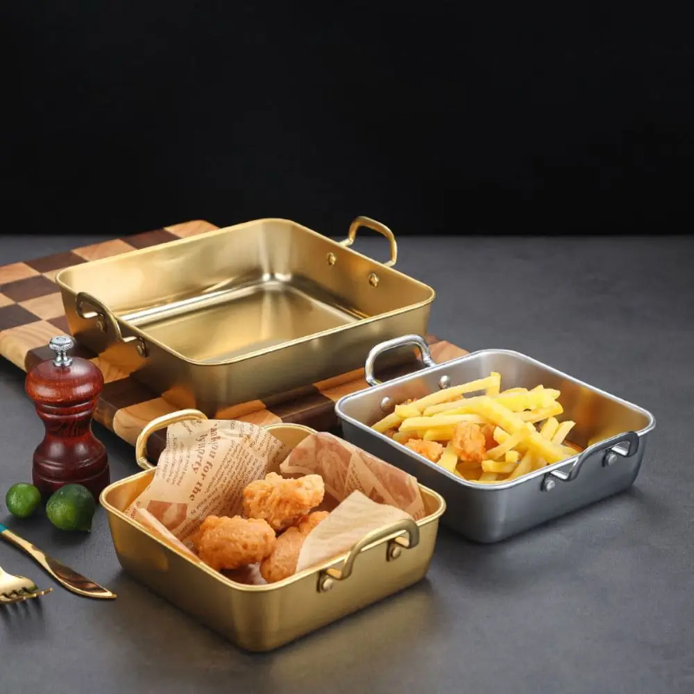 Stainless Steel Square Food Serving Trays Binaural Handle Korean Tiramisu Tray Flat Bottom Gold/Silver BBQ Plate Vegetable
Stainless Steel Square Food Serving Trays Binaural Handle Korean Tiramisu Tray Flat Bottom Gold/Silver BBQ Plate Vegetable