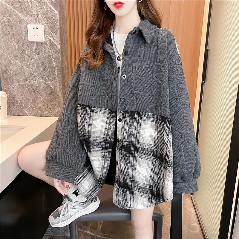 Fashion Lapel Letter Spliced Plaid Casual Shirts Women's Clothing 2023 Autumn Winter Oversized Korean Tops Commuter Blouses
Fashion Lapel Letter Spliced Plaid Casual Shirts Women's Clothing 2023 Autumn Winter Oversized Korean Tops Commuter Blouses