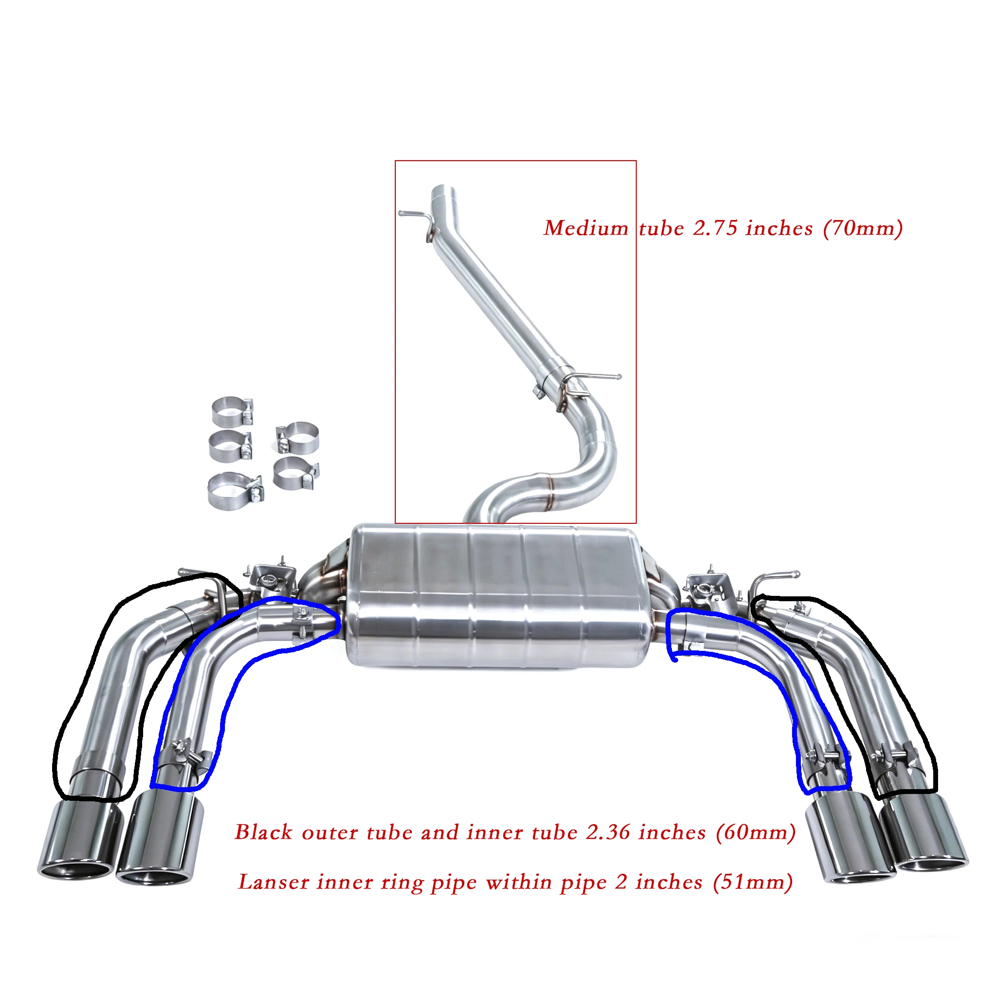 For Golf 7R 7.5R Audi S3 4WD 2.0T SUS304 high-performance catback exhaust system, with valve muffler. Original car valve co
For Golf 7R 7.5R Audi S3 4WD 2.0T SUS304 high-performance catback exhaust system, with valve muffler. Original car valve co