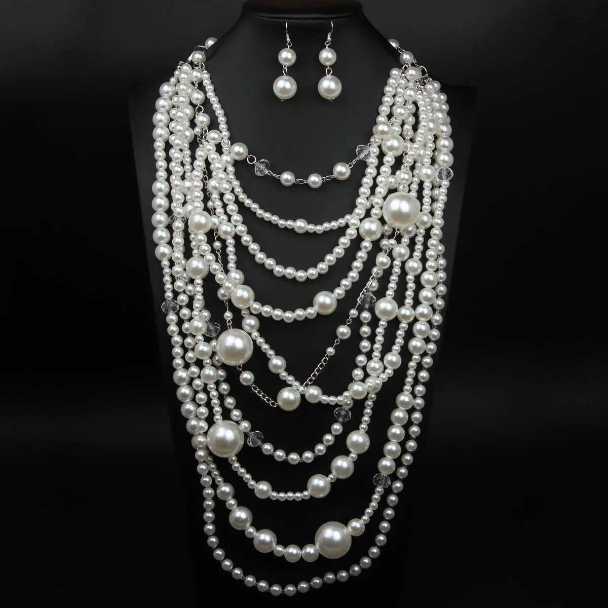 DIY accessories Cross-border, European and American exaggerated multi-layer pearl necklace earrings set long women's accessories
DIY accessories Cross-border, European and American exaggerated multi-layer pearl necklace earrings set long women's accessories