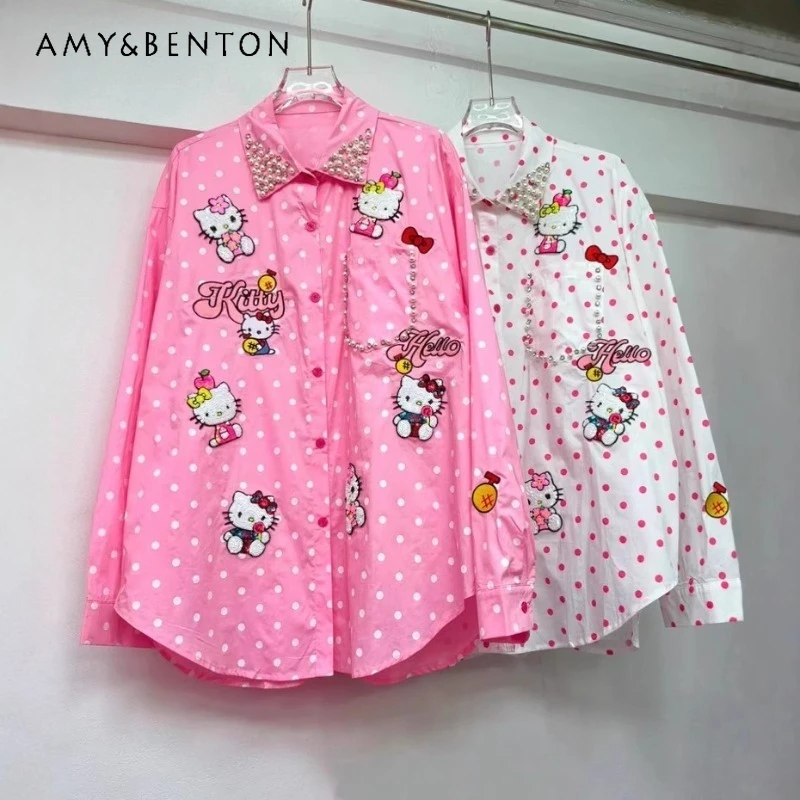 European Style 2025 Autumn Summer New Cartoon Striped Long Sleeved Shirt Women's Loose Casual Sweet Cute Medium And Long Blouse
European Style 2025 Autumn Summer New Cartoon Striped Long Sleeved Shirt Women's Loose Casual Sweet Cute Medium And Long Blouse