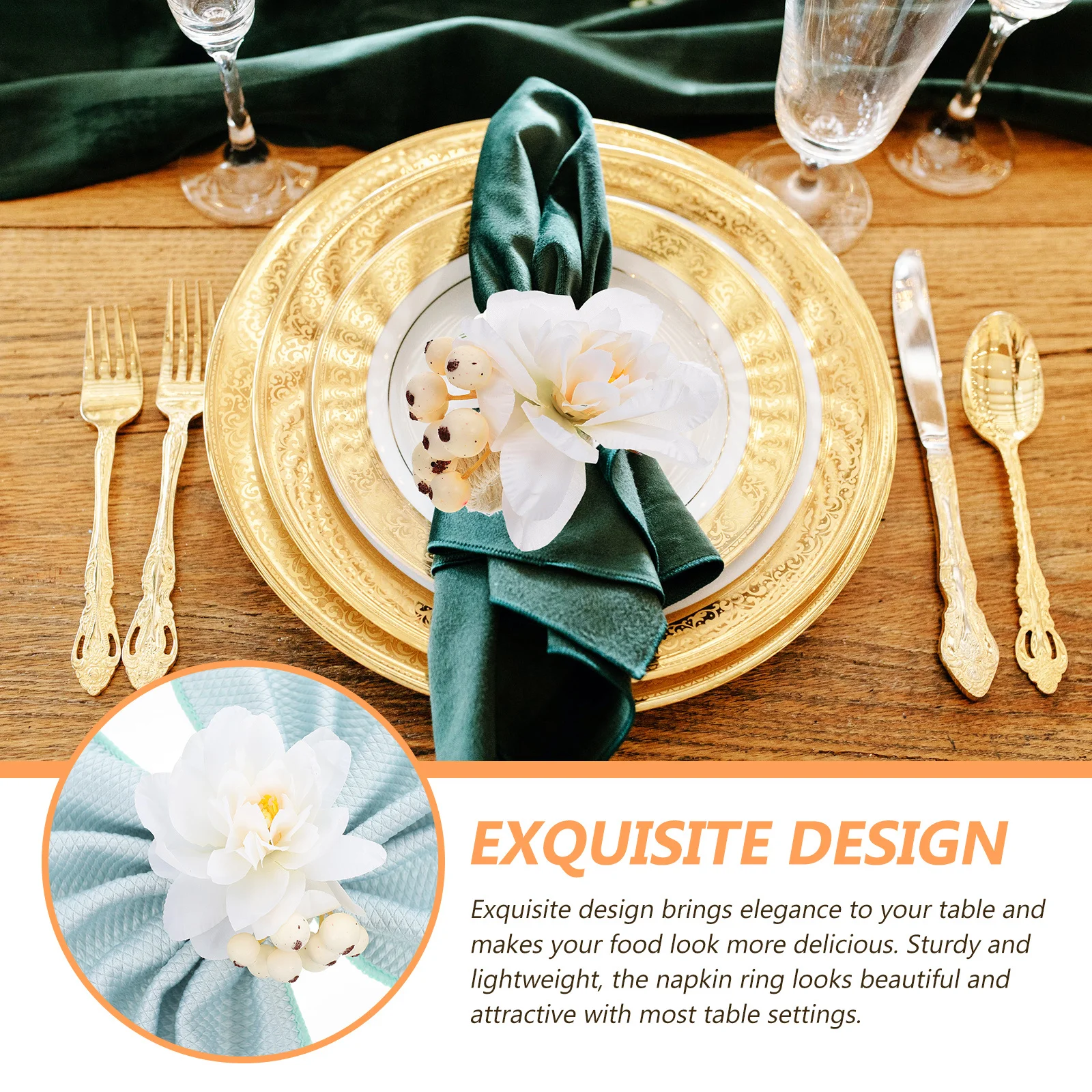 6Pcs Flower Napkin Ring Set Exquisite Artificial Blossom Design for Dining Table Wedding Party Decor Flower Napkin Ring 
6Pcs Flower Napkin Ring Set Exquisite Artificial Blossom Design for Dining Table Wedding Party Decor Flower Napkin Ring