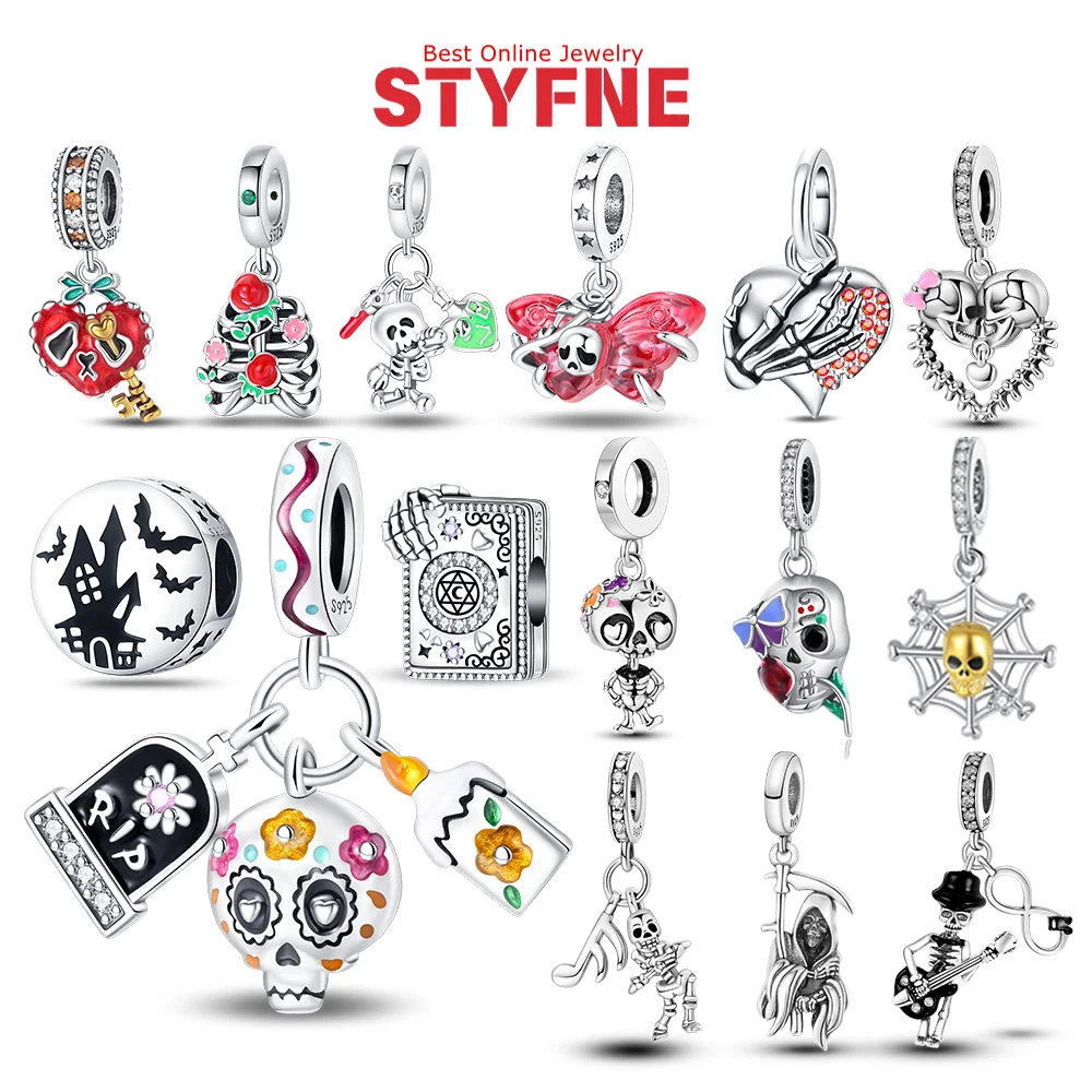 Подвески из серебра 925 пробы, череп любви, паук, шелк, невидимая роза, гитара, череп, кулон из бисера, подходит для браслета, ожерелья, сделай сам, изготовление ювелирных изделий, подарков 
Подвески из серебра 925 пробы, череп любви, паук, шелк, невидимая роза, гитара, череп, кулон из бисера, подходит для браслета, ожерелья, сделай сам, изготовление ювелирных изделий, подарков