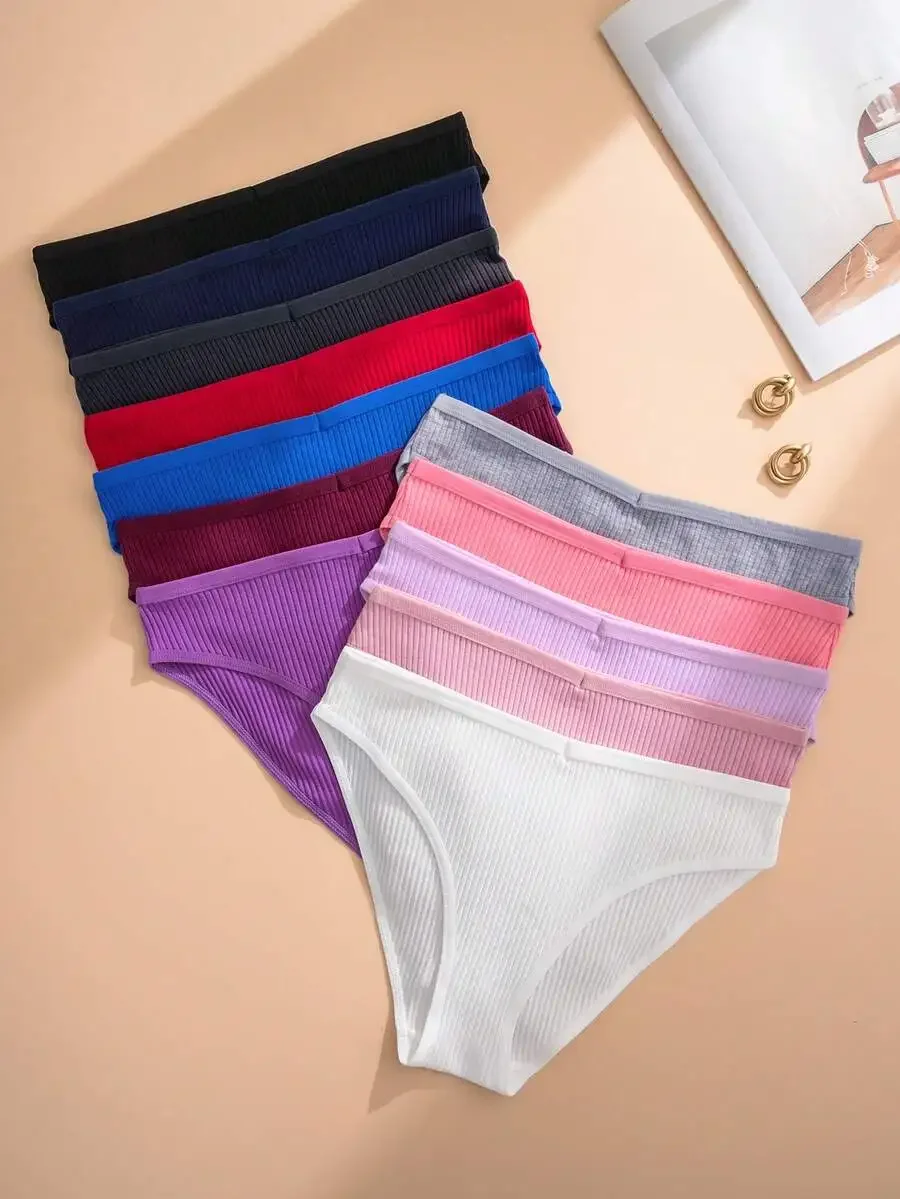 12pcs Women Plain Ribbed Seamless Breathable Briefs Underwear
12pcs Women Plain Ribbed Seamless Breathable Briefs Underwear