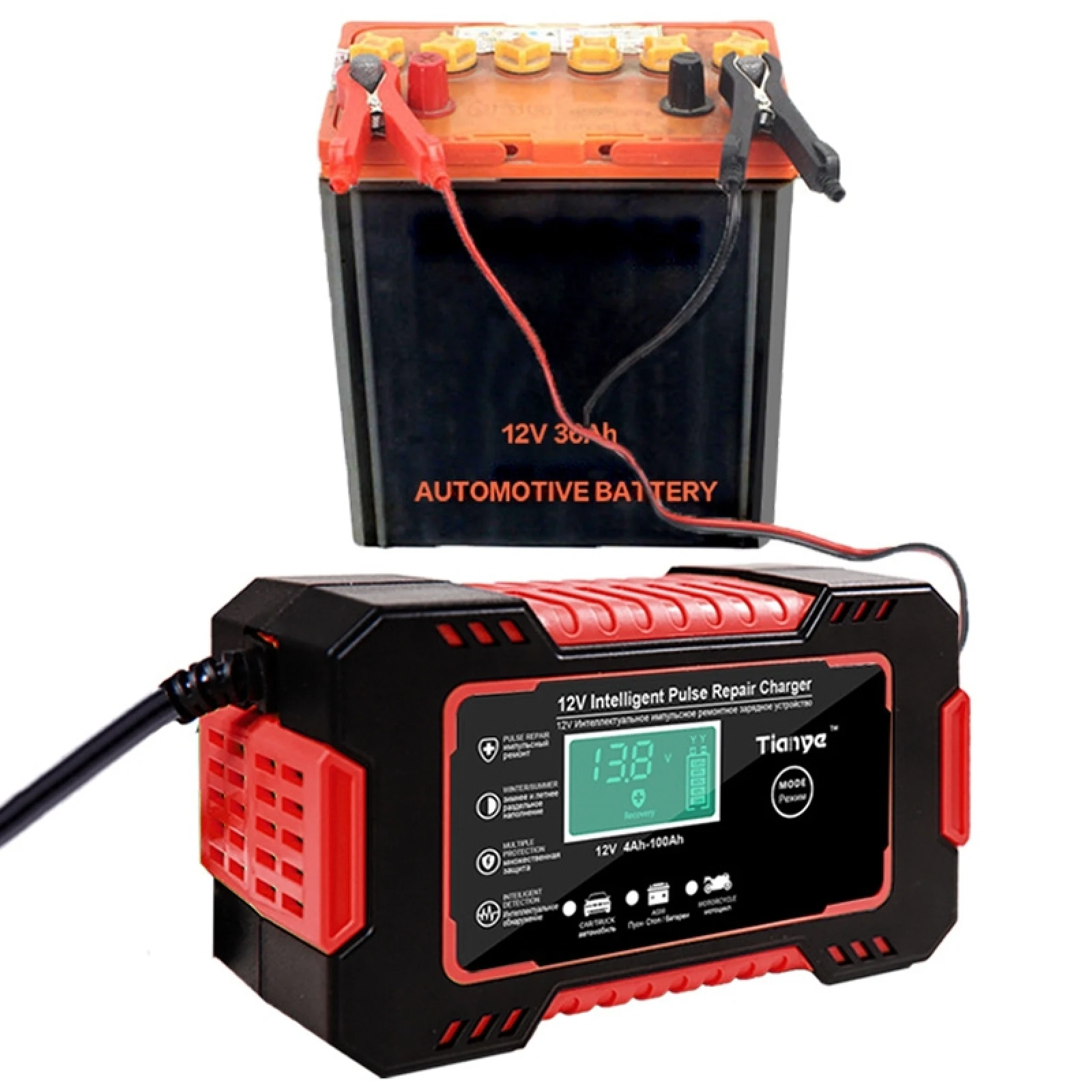 Motorcycle / Car Battery Smart Charger with LCD Creen, Plug Lead Acid Digital Display Battery Chargers
Motorcycle / Car Battery Smart Charger with LCD Creen, Plug Lead Acid Digital Display Battery Chargers