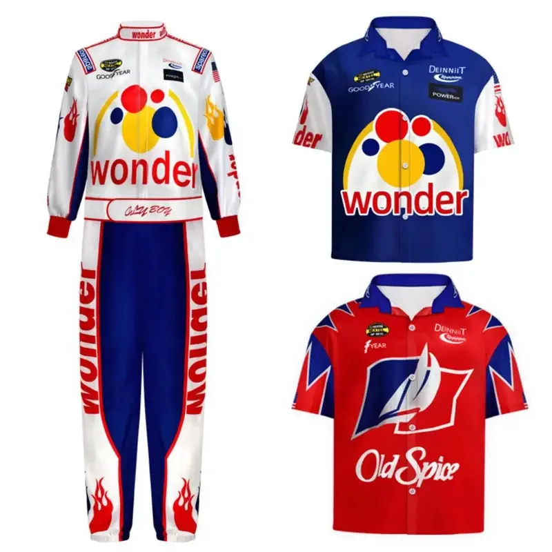 Anime Taradgar Night Ricky Bobby Short Sleeved Shirt Racing Suit with Hat Shirt Cycling Suit Cos Set Halloween Cosutme for Adult
Anime Taradgar Night Ricky Bobby Short Sleeved Shirt Racing Suit with Hat Shirt Cycling Suit Cos Set Halloween Cosutme for Adult