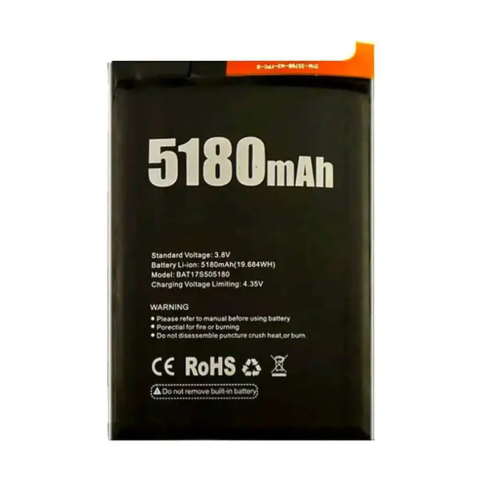 Высокосовместимый аккумулятор для мобильного телефона Doogee S50 Batteria BAT17S505180 5180 мАч Safe
Высокосовместимый аккумулятор для мобильного телефона Doogee S50 Batteria BAT17S505180 5180 мАч Safe
