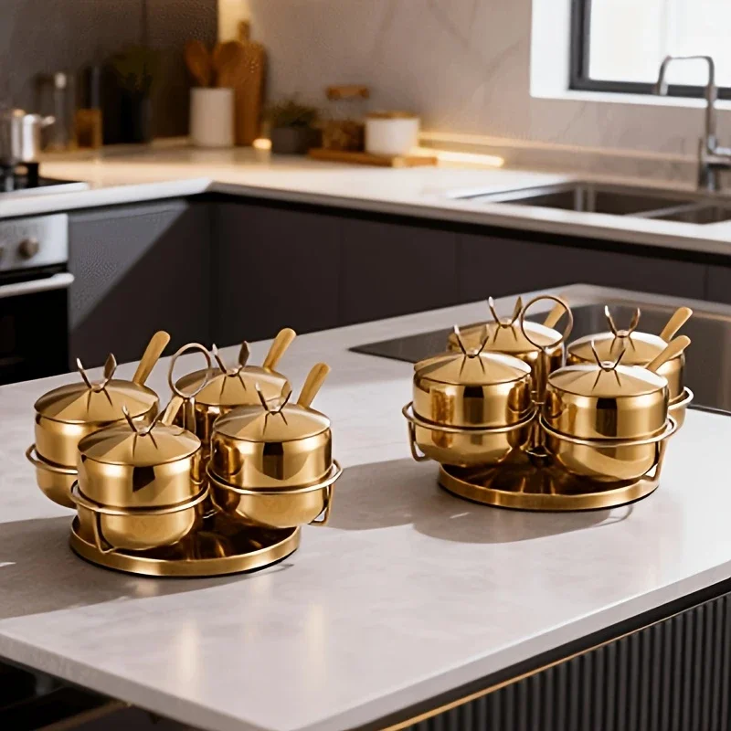 3/4pcs gold Stainless Steel Spice Jar Set with Rotatable Spice Rack,Spice jar with lid and spoon ,Kitchen Jar Set Can hold coffe
3/4pcs gold Stainless Steel Spice Jar Set with Rotatable Spice Rack,Spice jar with lid and spoon ,Kitchen Jar Set Can hold coffe