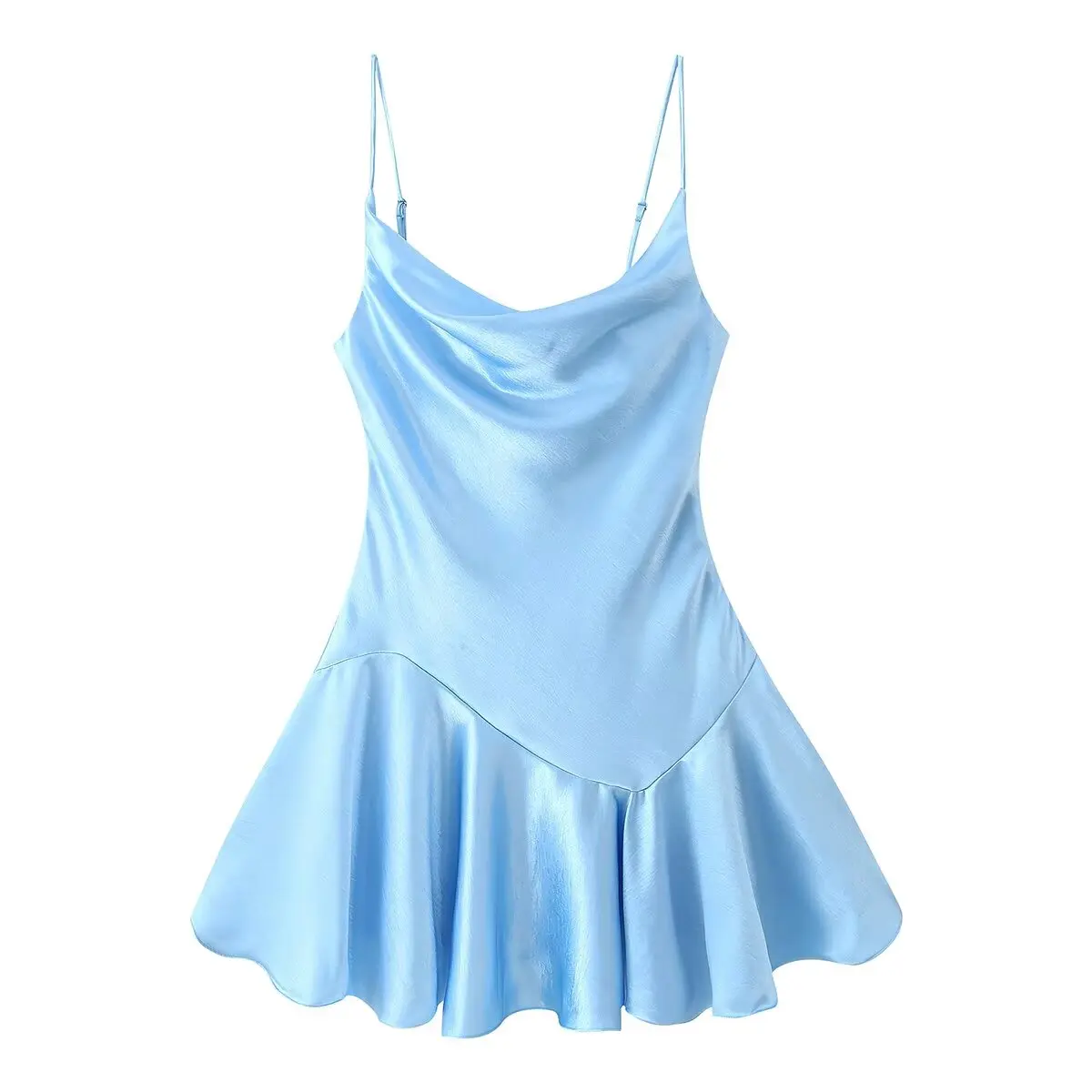 2026 Summer Women's Sexy Light Blue Satin Silk Ruffles Layered Mini Dresses Lady Vintage Chic V-Neck Sleeveless Camisole Robes
2026 Summer Women's Sexy Light Blue Satin Silk Ruffles Layered Mini Dresses Lady Vintage Chic V-Neck Sleeveless Camisole Robes