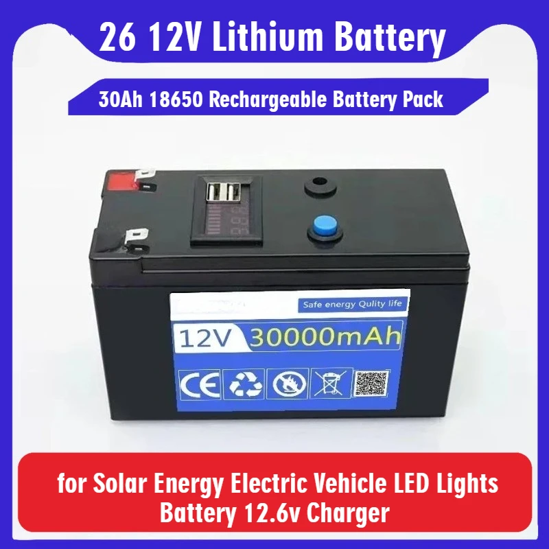 26 12V Lithium Battery 30Ah 18650 Rechargeable Battery Pack for Solar Energy Electric Vehicle LED Lights Battery 12.6v
26 12V Lithium Battery 30Ah 18650 Rechargeable Battery Pack for Solar Energy Electric Vehicle LED Lights Battery 12.6v