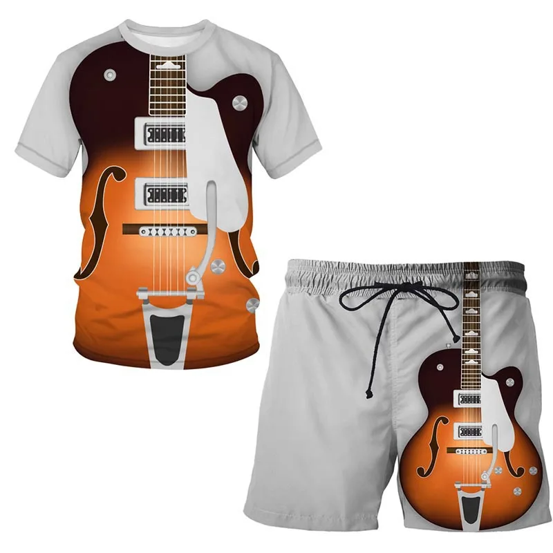 Персонализированный музыкальный гитарный узор 3D комплект с коротким рукавом шорты Свободный Мужской комплект из 2 частей
Персонализированный музыкальный гитарный узор 3D комплект с коротким рукавом шорты Свободный Мужской комплект из 2 частей