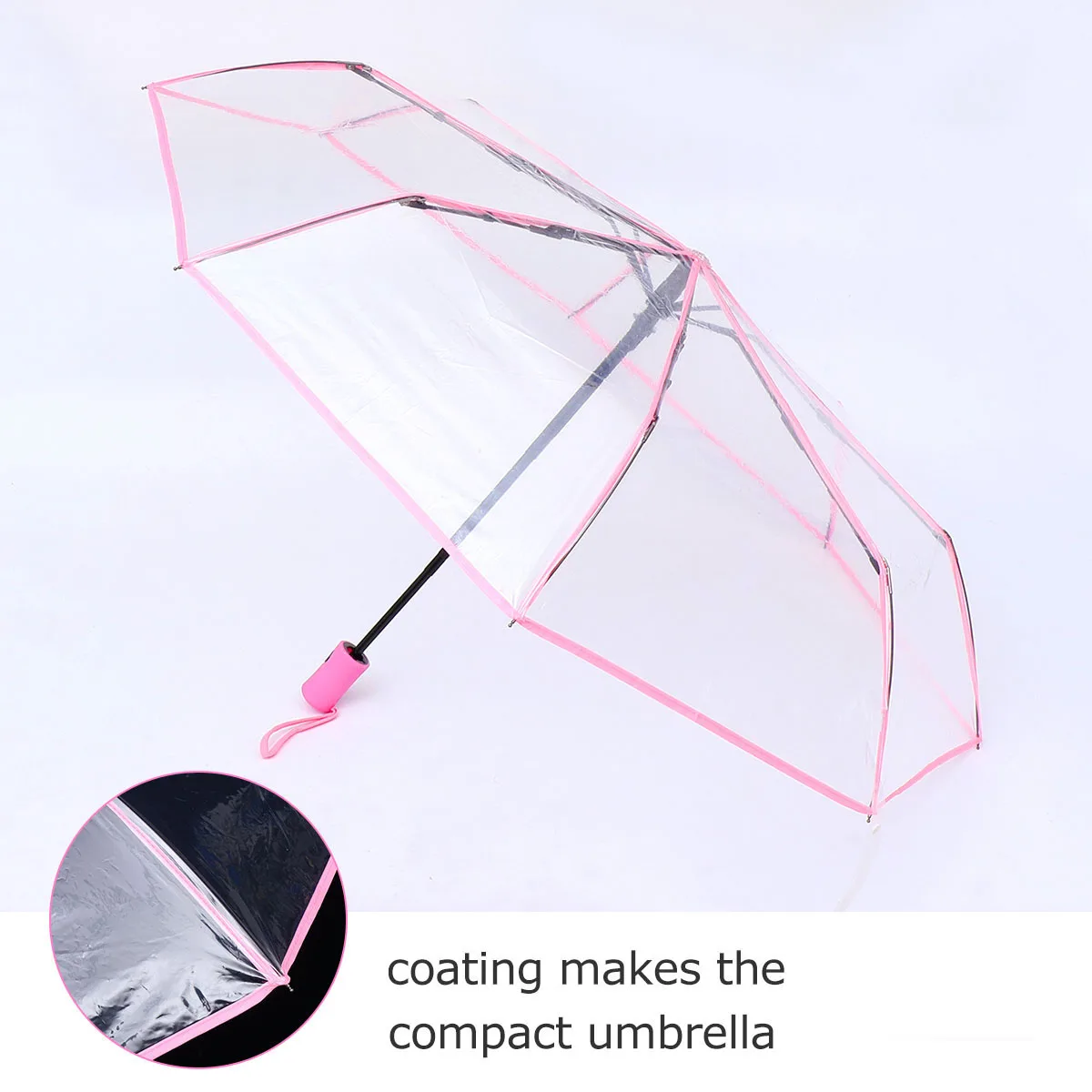 Three Folding Automatic Transparent Umbrella White Edge Polyester Mini Waterproof Quick Dry Compact Travel Rainy Day Sunshade
Three Folding Automatic Transparent Umbrella White Edge Polyester Mini Waterproof Quick Dry Compact Travel Rainy Day Sunshade