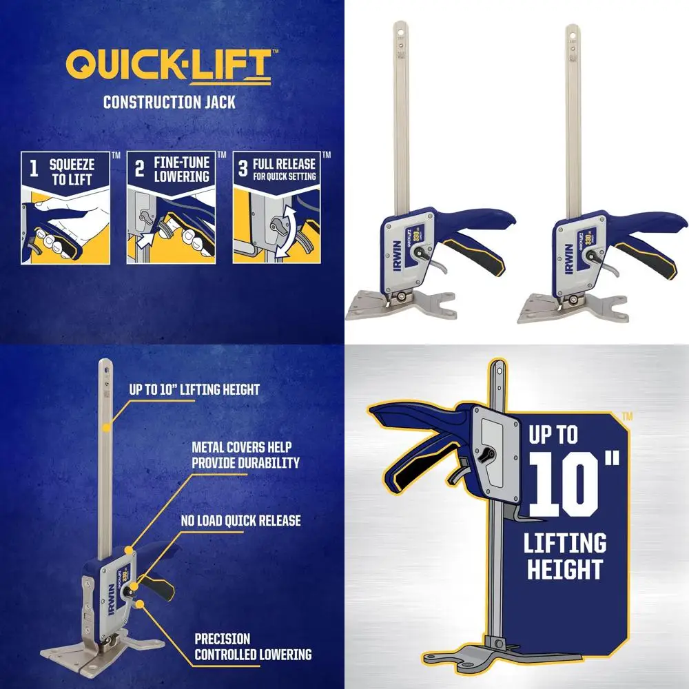 Двухцелевые ручные домкраты, грузоподъемность 10 дюймов и 330 фунтов, набор из 2 штук для быстрой строительной подъемки
Двухцелевые ручные домкраты, грузоподъемность 10 дюймов и 330 фунтов, набор из 2 штук для быстрой строительной подъемки