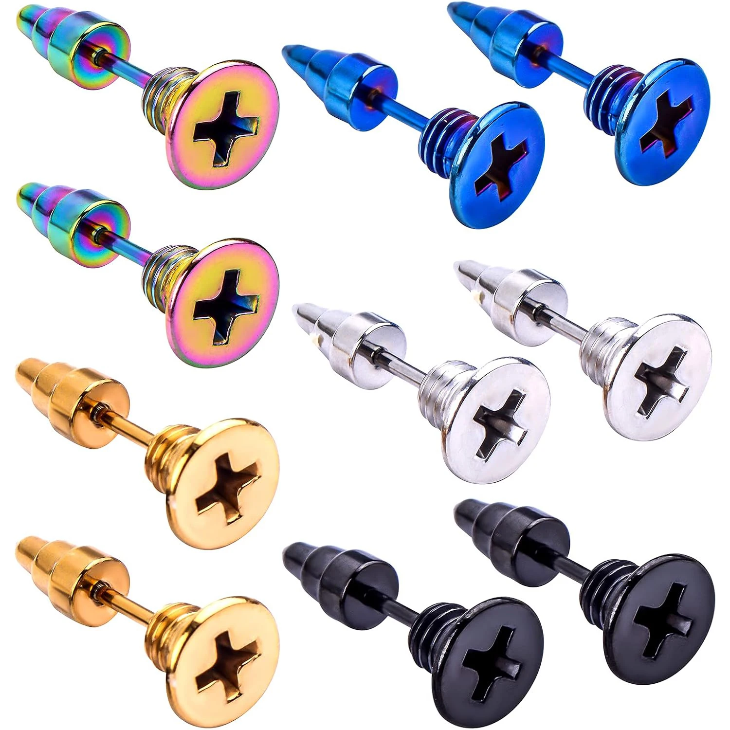 5 Pairs Unisex Stainless Steel Piercing Cross Screws Hoop Clip on Earrings Punk Hip Hop Earrings Tragus Cartilage Ear Stud
5 Pairs Unisex Stainless Steel Piercing Cross Screws Hoop Clip on Earrings Punk Hip Hop Earrings Tragus Cartilage Ear Stud