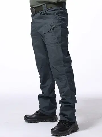 New Large Pocket Loose Overalls Men's Outdoor Sports Jogging Tactical Pants Elastic Waist Pure Cotton Casual Work Pants