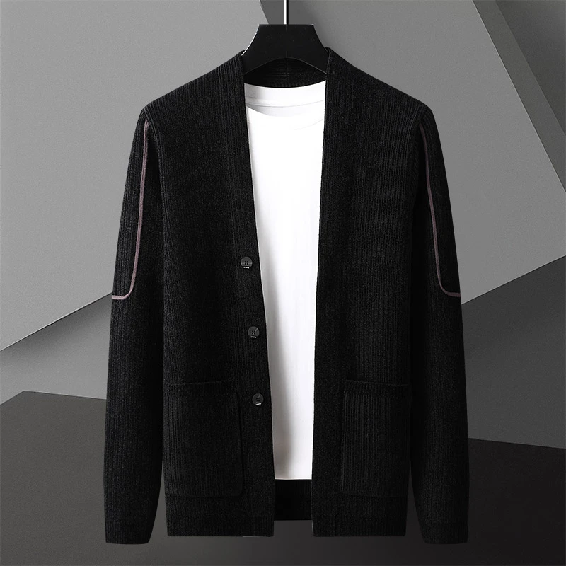 Мужской вязаный кардиган-жакет с V-образным вырезом, повседневный, осенний, новый, деловой, из полиэфирного волокна, длинный рукав
Мужской вязаный кардиган-жакет с V-образным вырезом, повседневный, осенний, новый, деловой, из полиэфирного волокна, длинный рукав