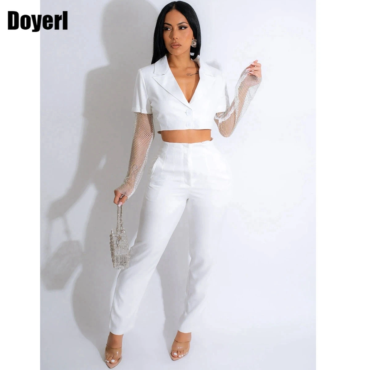 Casual Women Suit Blazer and Pants Women Set Autumn Winter Mesh Long Sleeve 2 Piece Club Outfits Ladies Trouser Suits for Office
Casual Women Suit Blazer and Pants Women Set Autumn Winter Mesh Long Sleeve 2 Piece Club Outfits Ladies Trouser Suits for Office