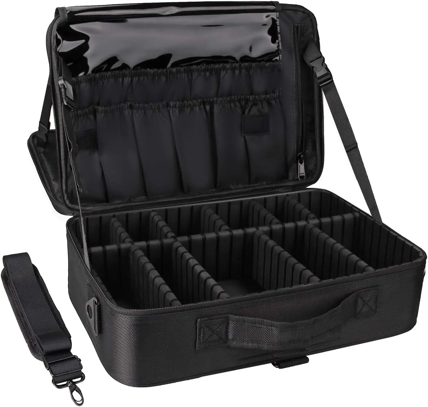 Portable Travel Makeup Case with Adjustable Dividers for Cosmetics, Brushes, and Accessories
Portable Travel Makeup Case with Adjustable Dividers for Cosmetics, Brushes, and Accessories