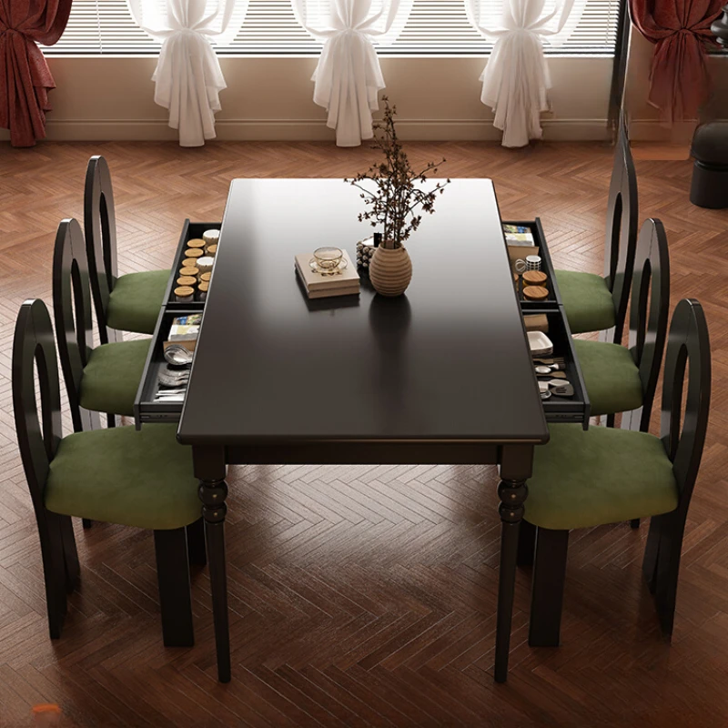 *French retro solid wood black dining table, American light luxury dining table and chair combination small apartment
*French retro solid wood black dining table, American light luxury dining table and chair combination small apartment