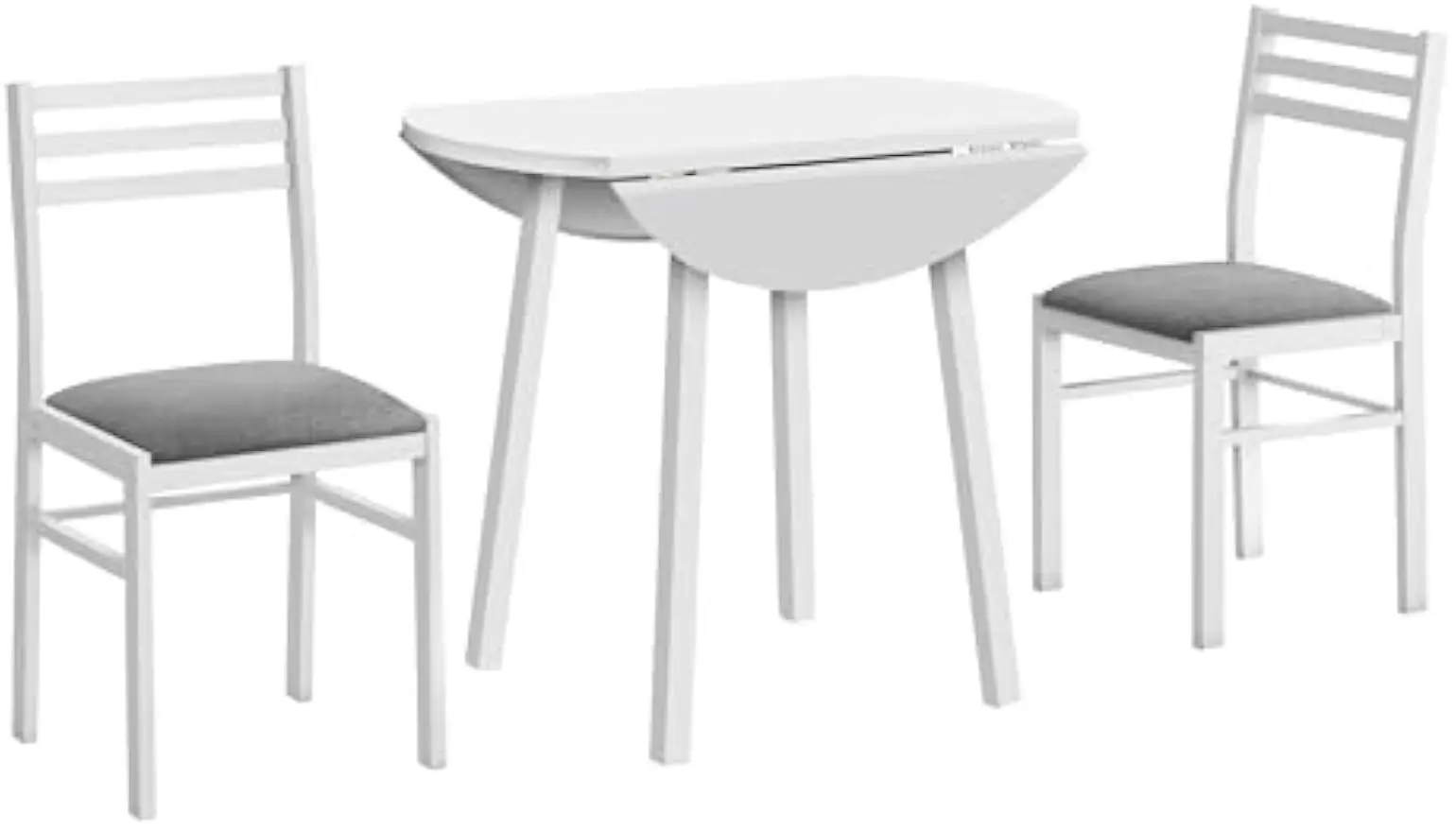 Monarch Specialties I 1011 Dining Table Set, 3pcs Set, Small, 35" Drop Leaf, Kitchen, White Metal and Laminate, Grey Fabric, Con
Monarch Specialties I 1011 Dining Table Set, 3pcs Set, Small, 35" Drop Leaf, Kitchen, White Metal and Laminate, Grey Fabric, Con